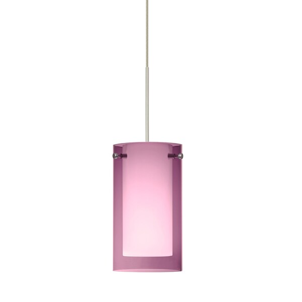 Besa Lighting Pahu 4 Cord Pendant, Trans. Amethyst/Opal, Satin Nickel Finish, 1x35W Halogen 1XT-A44007-SN - main